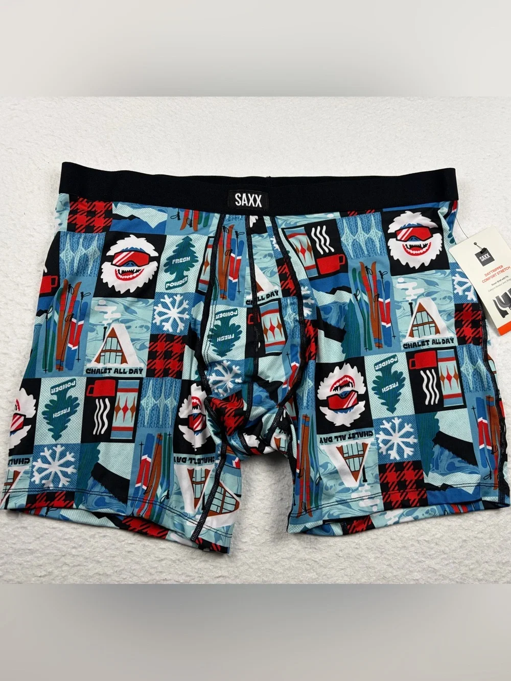 SAXX |‎ Men's Blue Chalet Print Boxer Briefs NWT XXL